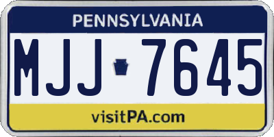 PA license plate MJJ7645