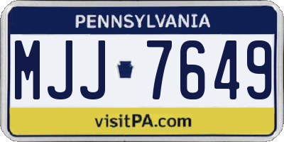 PA license plate MJJ7649