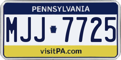 PA license plate MJJ7725