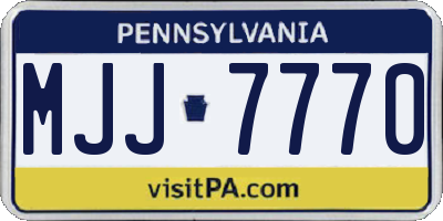 PA license plate MJJ7770