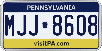 PA license plate MJJ8608