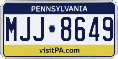 PA license plate MJJ8649