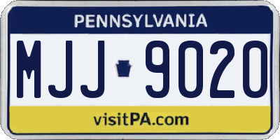 PA license plate MJJ9020