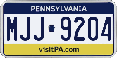 PA license plate MJJ9204