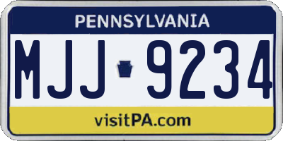 PA license plate MJJ9234