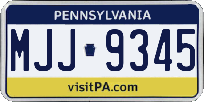 PA license plate MJJ9345