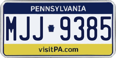 PA license plate MJJ9385