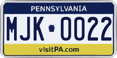 PA license plate MJK0022
