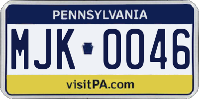 PA license plate MJK0046