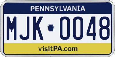 PA license plate MJK0048