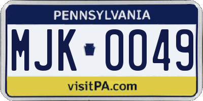 PA license plate MJK0049