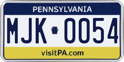 PA license plate MJK0054