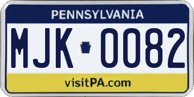 PA license plate MJK0082