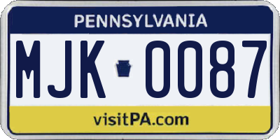 PA license plate MJK0087