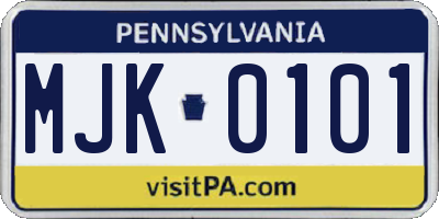 PA license plate MJK0101
