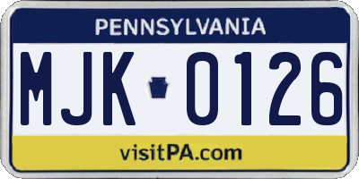 PA license plate MJK0126
