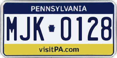 PA license plate MJK0128