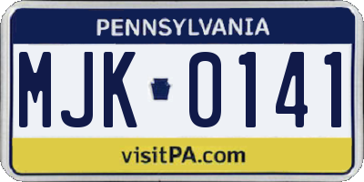 PA license plate MJK0141