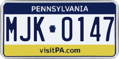 PA license plate MJK0147