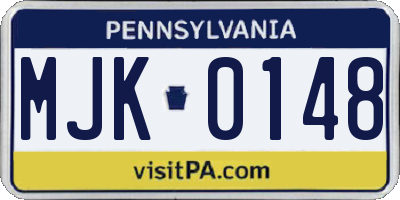PA license plate MJK0148