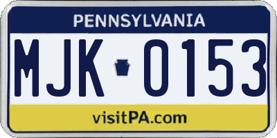 PA license plate MJK0153