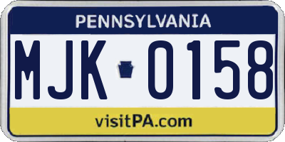 PA license plate MJK0158