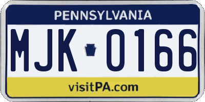 PA license plate MJK0166
