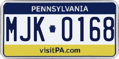 PA license plate MJK0168