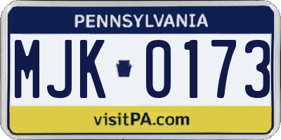 PA license plate MJK0173