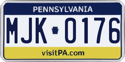 PA license plate MJK0176
