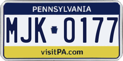 PA license plate MJK0177