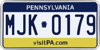 PA license plate MJK0179