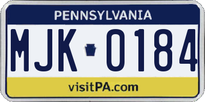 PA license plate MJK0184
