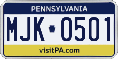PA license plate MJK0501