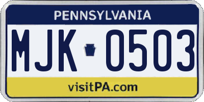 PA license plate MJK0503