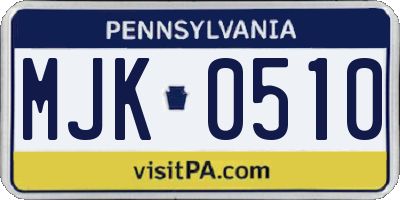 PA license plate MJK0510