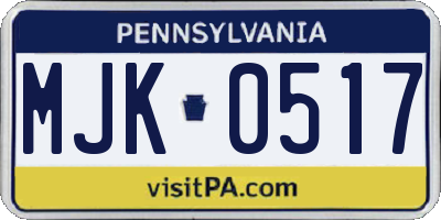 PA license plate MJK0517