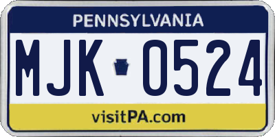 PA license plate MJK0524