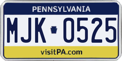 PA license plate MJK0525