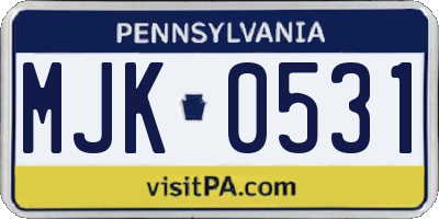PA license plate MJK0531