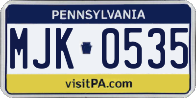 PA license plate MJK0535