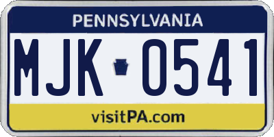 PA license plate MJK0541
