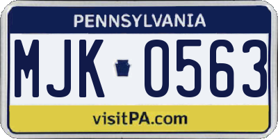PA license plate MJK0563
