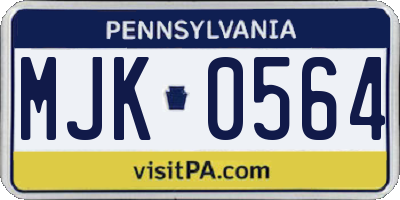 PA license plate MJK0564