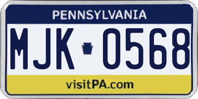 PA license plate MJK0568
