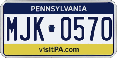 PA license plate MJK0570