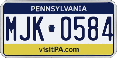 PA license plate MJK0584