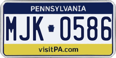 PA license plate MJK0586