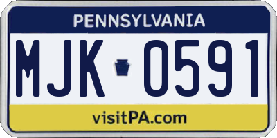 PA license plate MJK0591