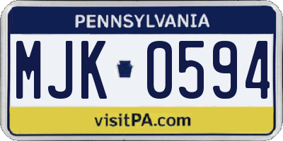 PA license plate MJK0594